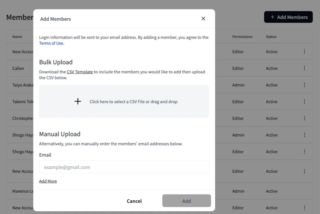 Email input and add