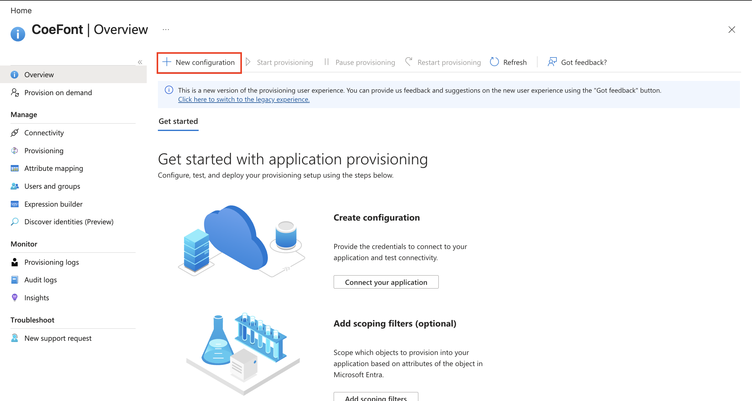 Entra ID Select New Configuration
