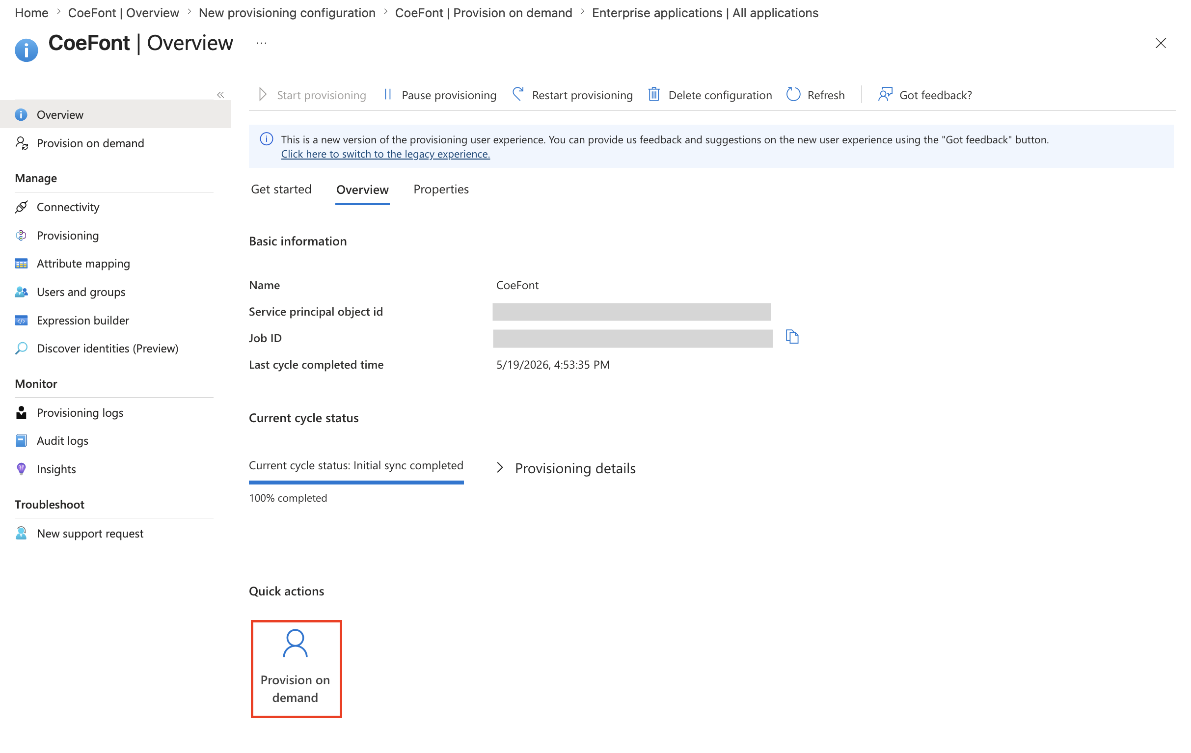 Entra ID On-Demand Provisioning