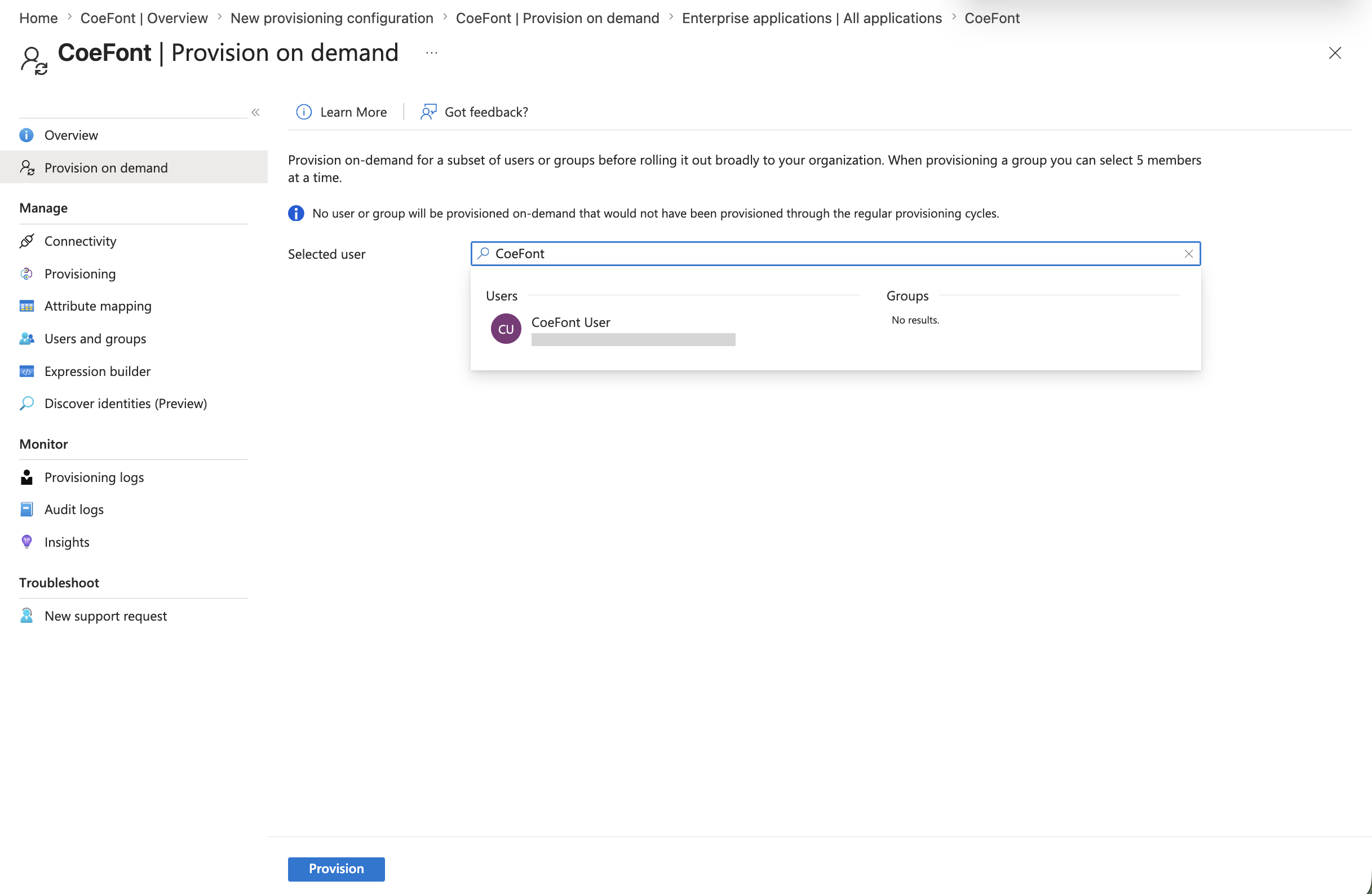 Entra ID On-Demand Provisioning User Selection