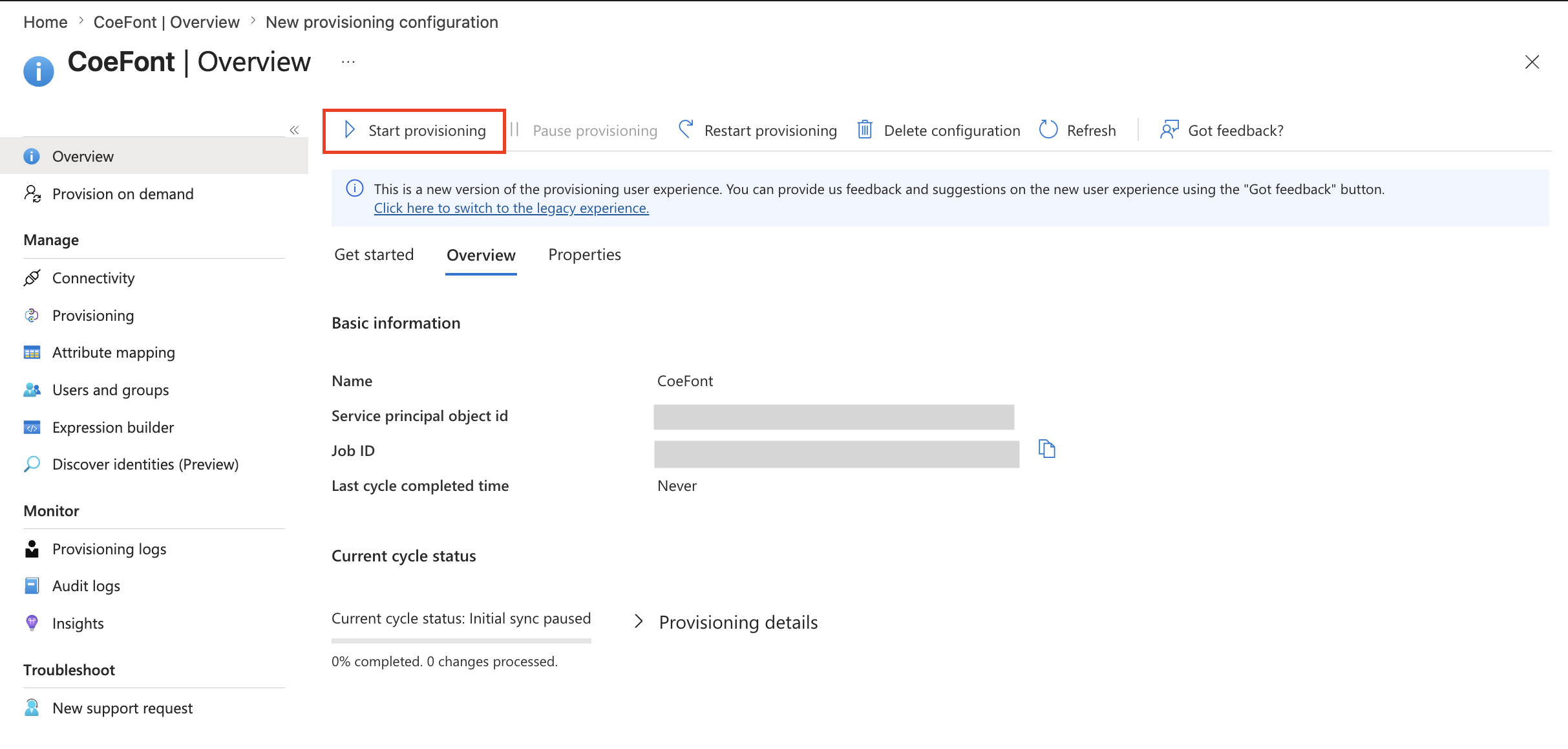 Entra ID Start Provisioning