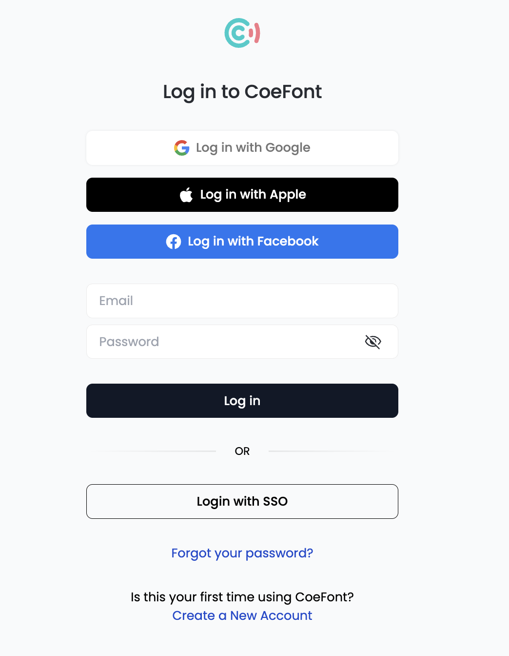 SSO button on the login page