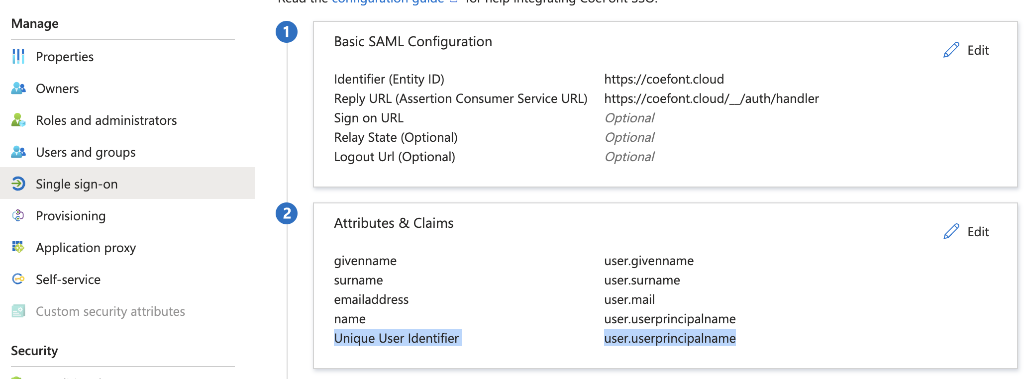 Entra attributes and claims list