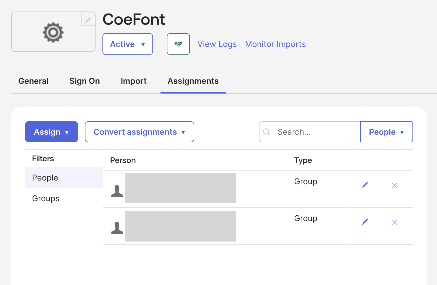 Okta assignments list