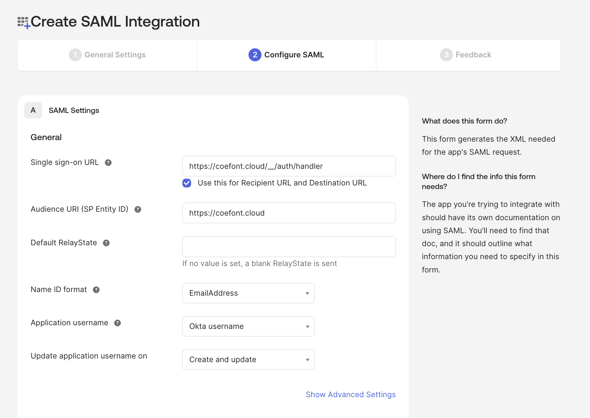 Okta Configure SAML